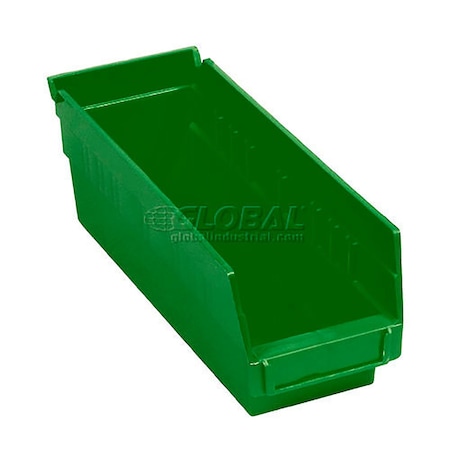 Global Industrial Shelf Storage Bin, Polypropylene, Green, 4 in H 184837GN